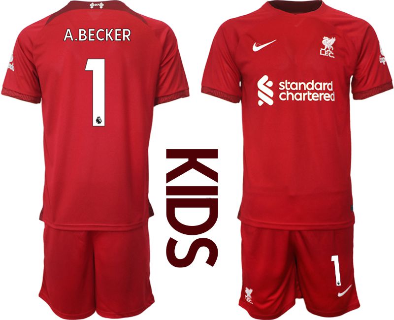 Cheap Youth 2022-2023 Club Liverpool home red 1 Soccer Jersey
